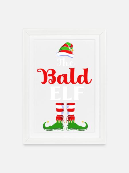 Elfe Elf Weihnachtsgeschenk Glatze - Gerahmtes Poster (27 × 37 cm) - Weiß