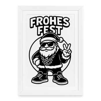 Cool Santa Merry Christmas Santa Claus - Framed poster (27 × 37 cm) - white - Front