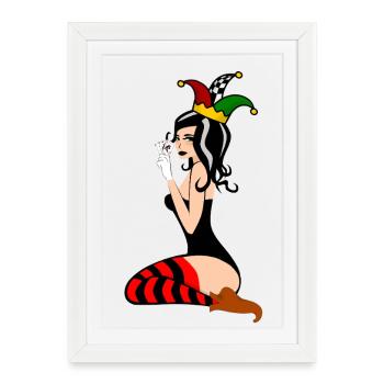 Femme Joker - Affiche encadrée (27 × 37 cm) - blanc - Devant