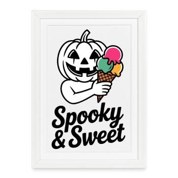 Halloweenkürbis mit Eiscreme - Framed poster (27 × 37 cm) - white - Front
