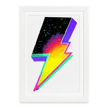 Emblème de la foudre arc-en-ciel au néon - Affiche encadrée (27 × 37 cm) - blanc - Devant