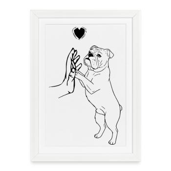 Bouledogue anglais Amoureux des chiens Bouledogue français - Affiche encadrée (27 × 37 cm) - blanc - Devant