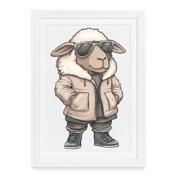 Mouton Hiver Frais - Affiche encadrée (27 × 37 cm) - blanc - Devant