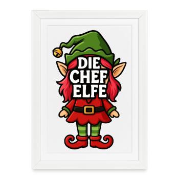Chef Elf Tenue de Noël Famille - Affiche encadrée (27 × 37 cm) - blanc - Devant