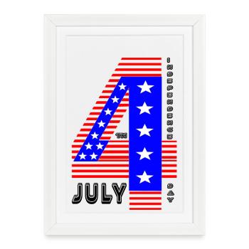 4th of July Flag Star Ribbon U.S. Independence Day - Framed poster (27 × 37 cm) - white - Front