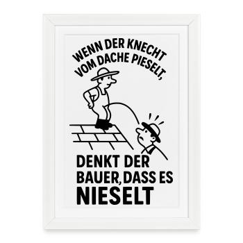 Farmer Servant Roof Peeing Peeing Funny Saying - Framed poster (27 × 37 cm) - white - Front