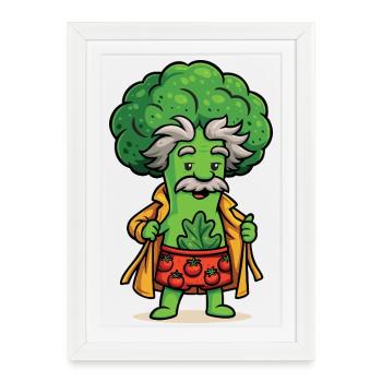Brocoli Einstein  - Affiche encadrée (27 × 37 cm) - blanc - Devant