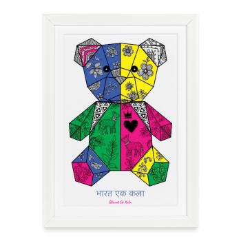 Mosaïque géométrique florale en nounours - Affiche encadrée (27 × 37 cm) - blanc - Devant