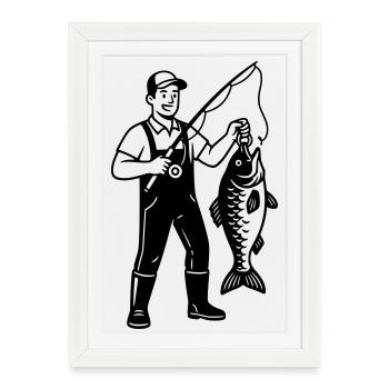 Angler Big Catch Fish Pride Vector - Framed poster (27 × 37 cm) - white - Front