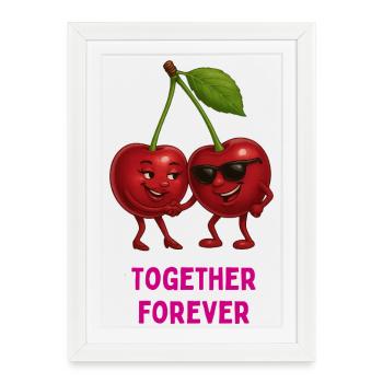 Cherry duo Together Forever - Affiche encadrée (27 × 37 cm) - blanc - Devant