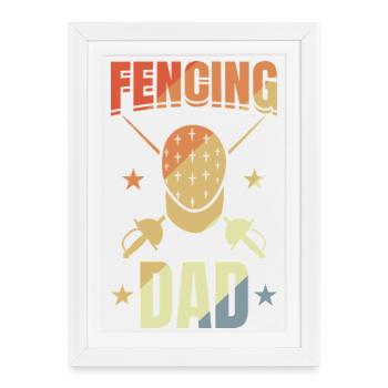 Funny fencing father - Framed poster (27 × 37 cm) - white - Front