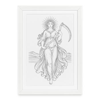 Déesse céleste Moissonneur avec la faux - Affiche encadrée (27 × 37 cm) - blanc - Devant