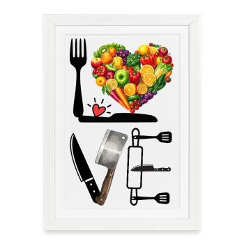 Fruit Heart: Kitchen Love in Color - Framed poster (27 × 37 cm) - white - Front