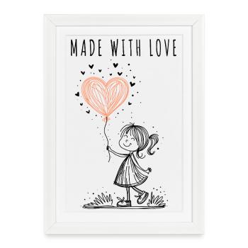 Made with Love – Hand-Drawn Heart - Framed poster (27 × 37 cm) - white - Front