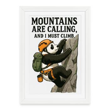 Bloc panda grimpeur drôle - Affiche encadrée (27 × 37 cm) - blanc - Devant