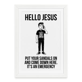 Hello Jesus - Dank Meme Sarcastic - Framed poster (27 × 37 cm) - white - Front