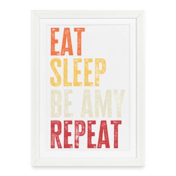 Mange, dors, sois Amy, répète Nom rétro - Affiche encadrée (27 × 37 cm) - blanc - Devant