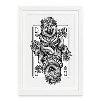 Eurasier | Reine de Cœur | Cartes - Affiche encadrée (27 × 37 cm) - blanc - Devant