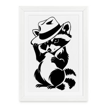 Cute raccoon with hat - Framed poster (27 × 37 cm) - white - Front