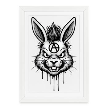 Heavy Metal Lapin de Pâques Rocker Lapin de Pâques Hardcore - Affiche encadrée (27 × 37 cm) - blanc - Devant