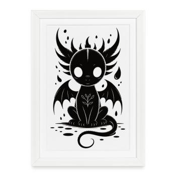 Chemise Dark Dragon Mignonne Gothique Mignonne Dragon - Affiche encadrée (27 × 37 cm) - blanc - Devant