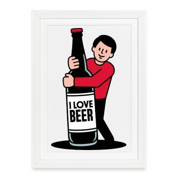 Beer Love Cartoon - Framed poster (27 × 37 cm) - white - Front