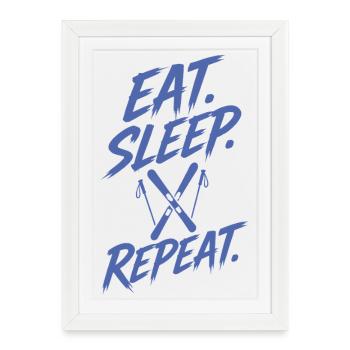Sports d’hiver Vacances de ski Skieurs Piste de ski - Affiche encadrée (27 × 37 cm) - blanc - Devant