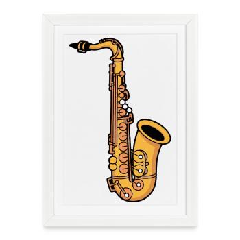 Saxophone - Affiche encadrée (27 × 37 cm) - blanc - Devant