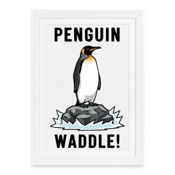 Manchot Royal Antarctique Waddle Penguin Noir - Affiche encadrée (27 × 37 cm) - blanc - Devant