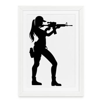 Femme Soldat - Affiche encadrée (27 × 37 cm) - blanc - Devant