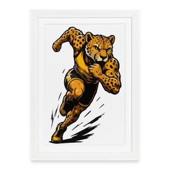 Fast cheetah in power running - Framed poster (27 × 37 cm) - white - Front