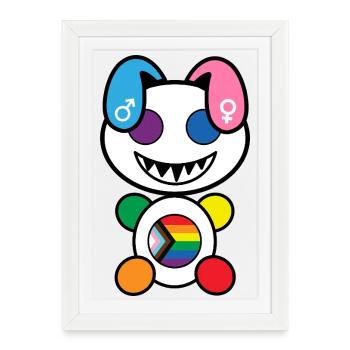 Pride Plush : Friendly - Affiche encadrée (27 × 37 cm) - blanc - Devant