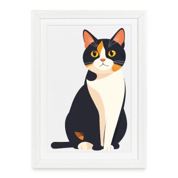 Motif de couleur de chat calico - Affiche encadrée (27 × 37 cm) - blanc - Devant