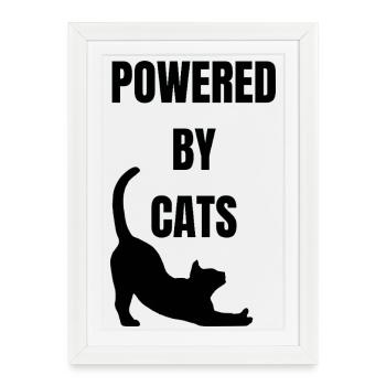 Powered by Cats - Framed poster (27 × 37 cm) - white - Front