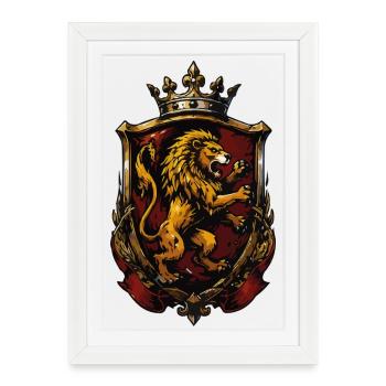 Armoiries du Lion Royal - Affiche encadrée (27 × 37 cm) - blanc - Devant