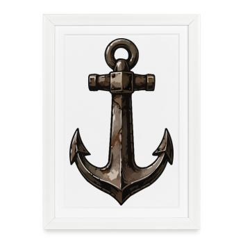 Anchor Retro Tattoo Style - Affiche encadrée (27 × 37 cm) - blanc - Devant