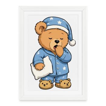 Ours étoile au bois dormant en pyjama - Affiche encadrée (27 × 37 cm) - blanc - Devant