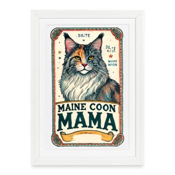 Affiche vintage de Maine Coon Mama - Affiche encadrée (27 × 37 cm) - blanc - Devant
