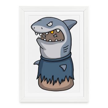 Sharkov – Cartoon Thumb Character - Framed poster (27 × 37 cm) - white - Front