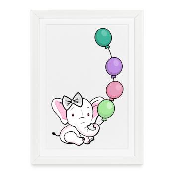 Pastel Balloon Elephant - Framed poster (27 × 37 cm) - white - Front