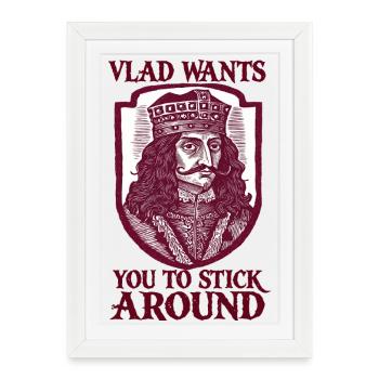 Vlad Wants to Stay – Vintage King Portrait - Framed poster (27 × 37 cm) - white - Front