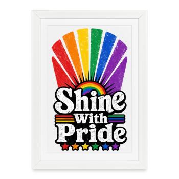 Brille avec Pride Sun Motif Vintage Pride LGBTQ - Affiche encadrée (27 × 37 cm) - blanc - Devant