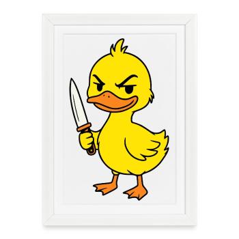 Baby Ente Messer - Gerahmtes Poster (27 × 37 cm) - Weiß - Vorne