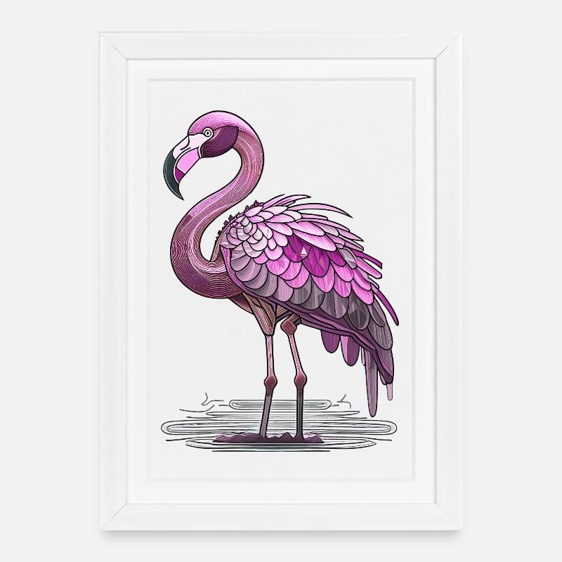 Flamingo - Framed poster (27 × 37 cm) - white