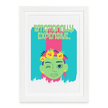 Floral Wreath Portrait Neo-Pop - Framed poster (27 × 37 cm) - white - Front