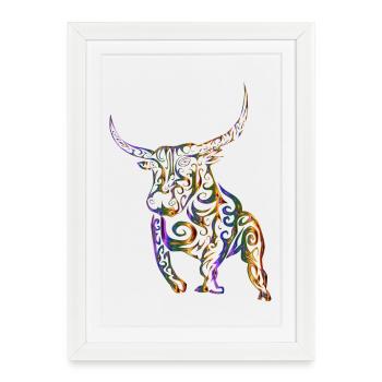 Taureau - Affiche encadrée (27 × 37 cm) - blanc - Devant