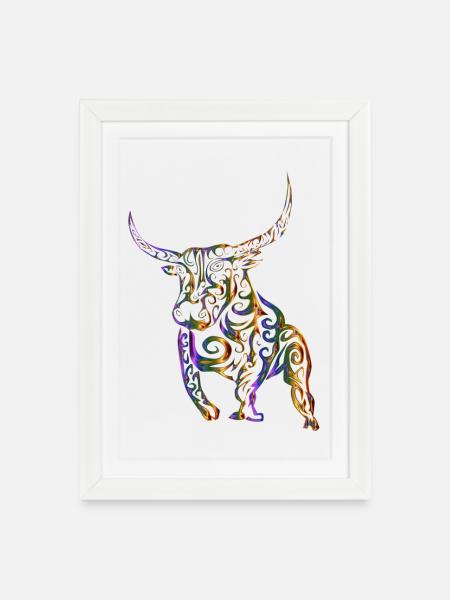 bull - Framed poster (27 × 37 cm) - white