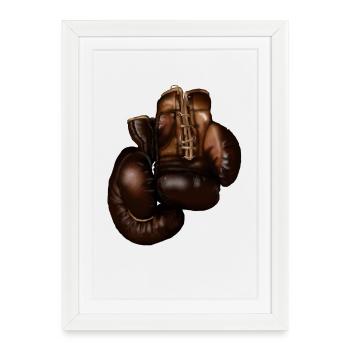 Dark Boxing Gloves Leather Detail - Framed poster (27 × 37 cm) - white - Front