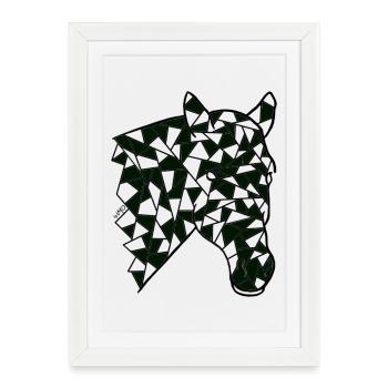 Black Mosaic Horse - Framed poster (27 × 37 cm) - white - Front
