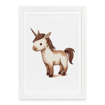 Petite licorne mignonne - Affiche encadrée (27 × 37 cm) - blanc - Devant